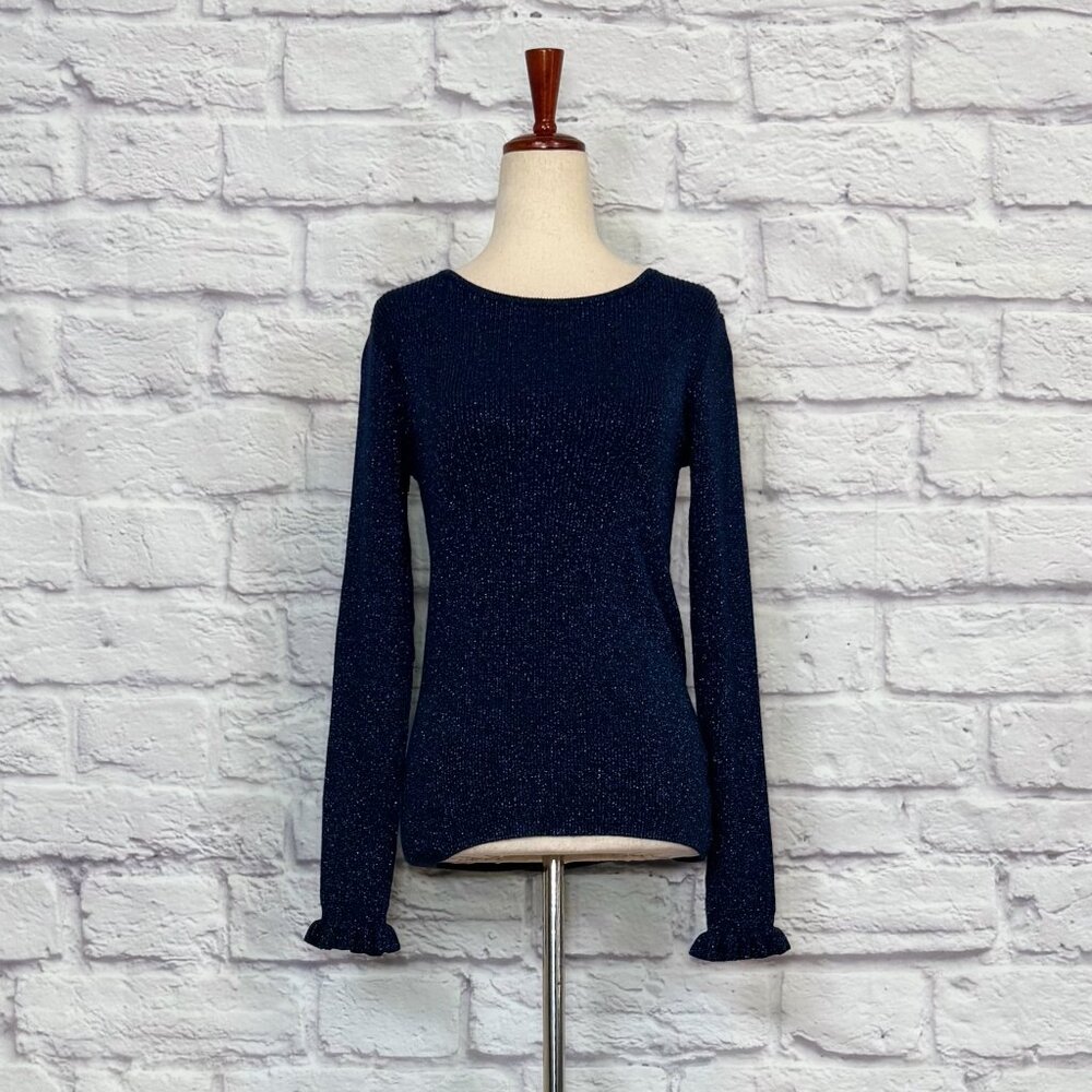 Wyse London Metallic Blue Cotton Blend Sweater